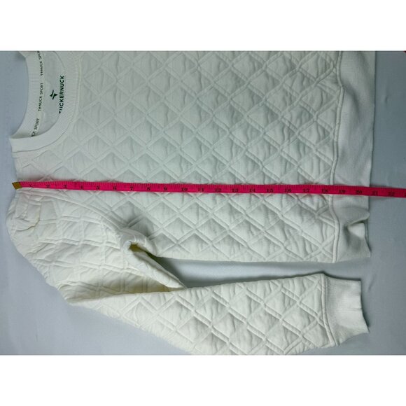 Tuckernuck Tnuck Sport White Puff Sleeve Quilted Stretch Campbell Pullover M - Picture 8 of 8